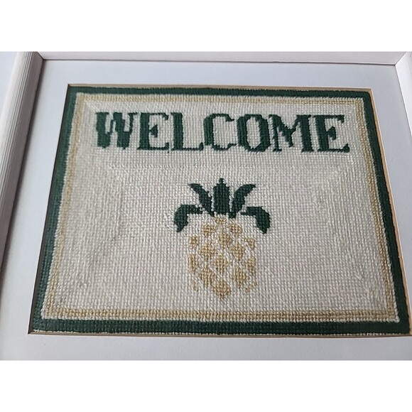 Welcome Pineapple Sign Framed Cross Stitch - Picture 4 of 10